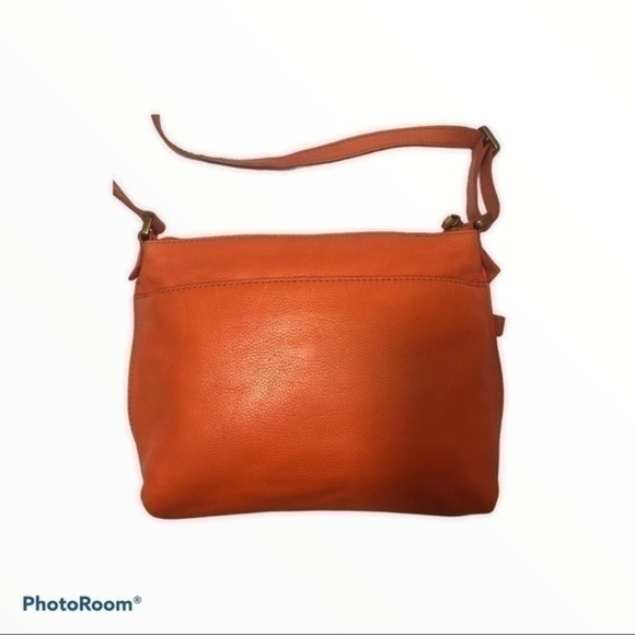 Fossil orange leather crossbody messenger bag - Picture 3 of 13
